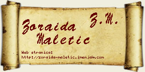 Zoraida Maletić vizit kartica